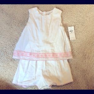 Brand new Ralph Lauren baby white romper with pink embroidery detail- 18 months